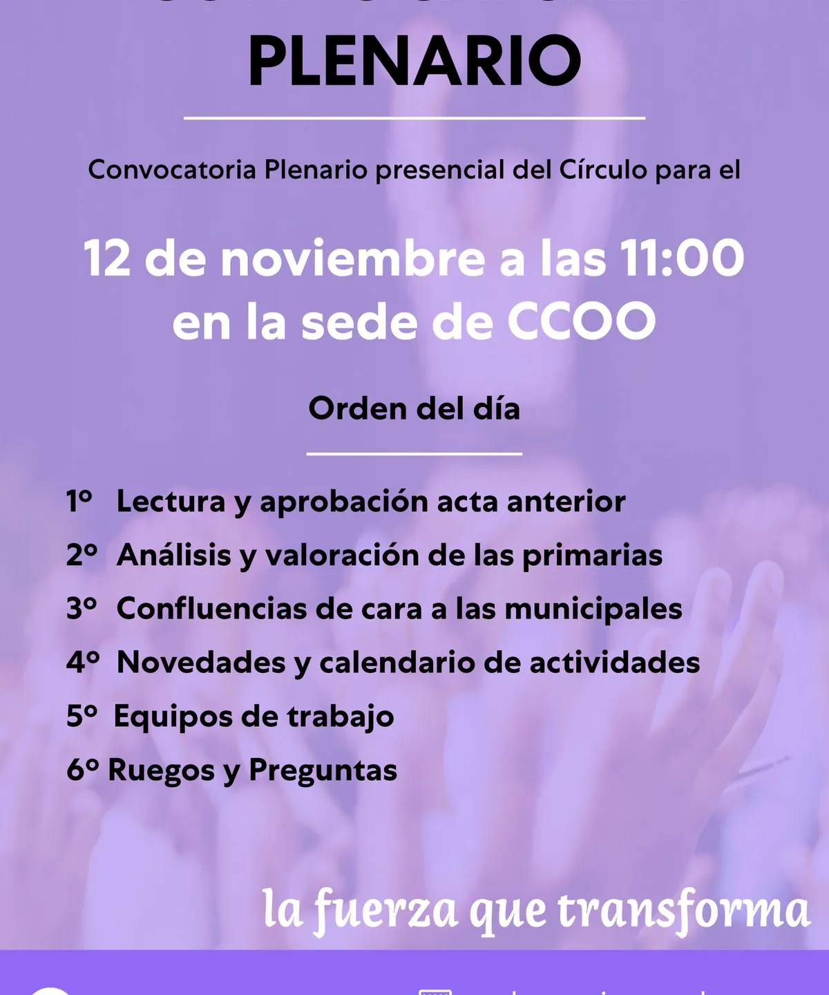 Convocatoria Plenario 12 noviembre